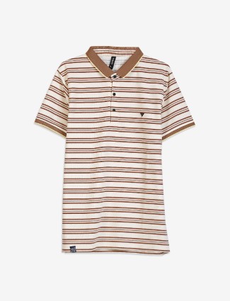 Freeze brown stripe polo t-shirt