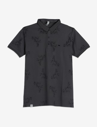 FREEZE grey printed polo t-shirt