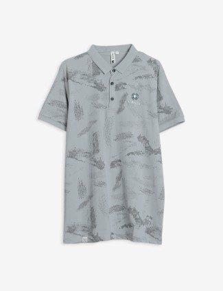 Freeze light grey cotton polo t shirt