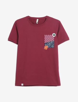 FREEZE maroon printed half sleeve t-shirt