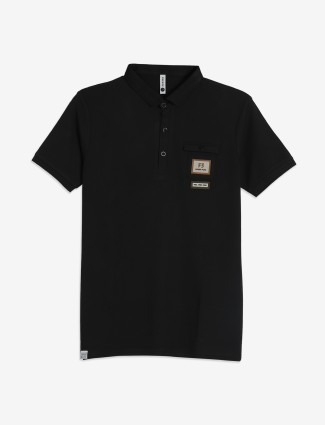 FREEZE plain black polo t-shirt