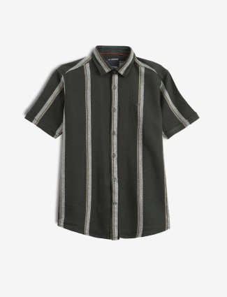 FRIO cotton olive stripe shirt