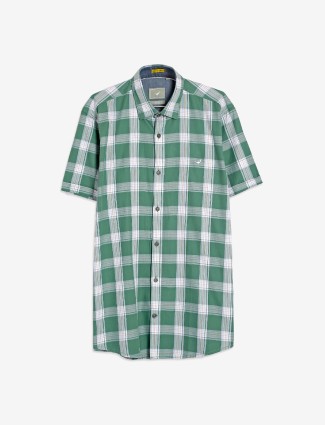 Frio green checks half sleeve shirt