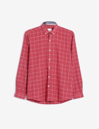 Frio red cotton checks shirt