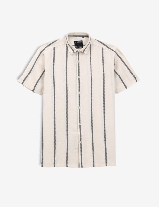 FRIO stripe cream half sleeve shirt