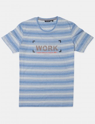 Fritzberg blue cotton slim fit t-shirt for mens