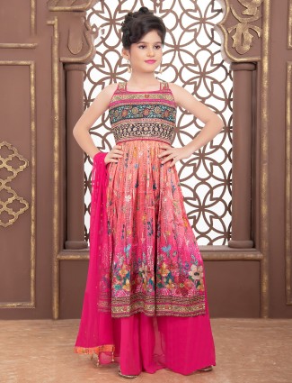 Georgette printed palazzo suit in pink