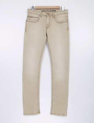 Gesture beige washed narrow jeans