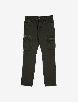 Gesture olive solid cargo jeans