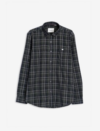 Gianti cotton black and olive checks shirt