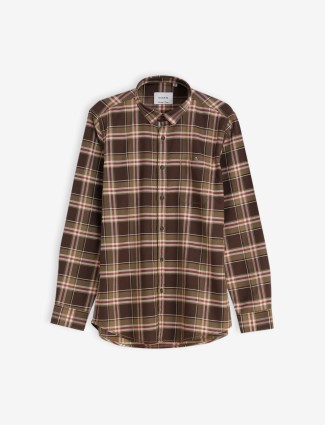 Gianti cotton brown checks shirt