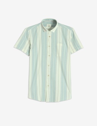 GIANTI mint green stripe half sleeve shirt