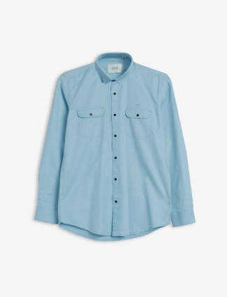 Gianti plain cotton sky blue shirt