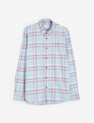 Gianti sky blue checks cotton shirt