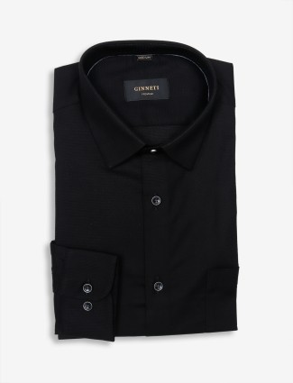 Ginneti black cotton full sleeve shirt
