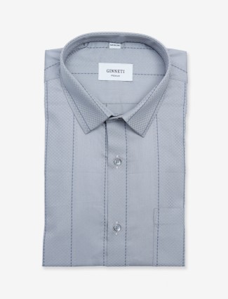 Ginneti cotton grey stripe shirt