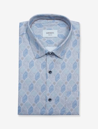 Ginneti light blue printed shirt