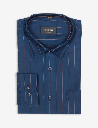 Ginneti stripe blue cotton shirt