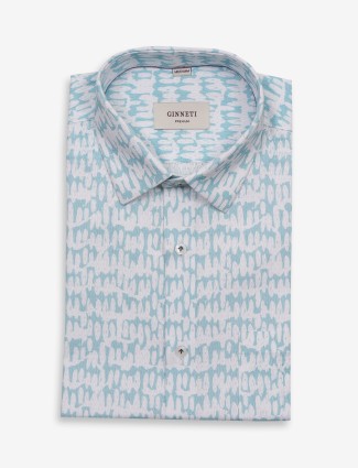 GINNETI white and blue printed shirt