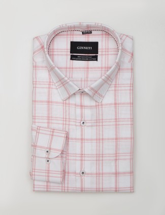 Ginneti white and pink cotton checks shirt