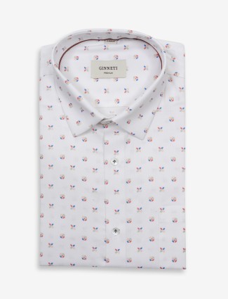 GINNETI white cotton printed shirt