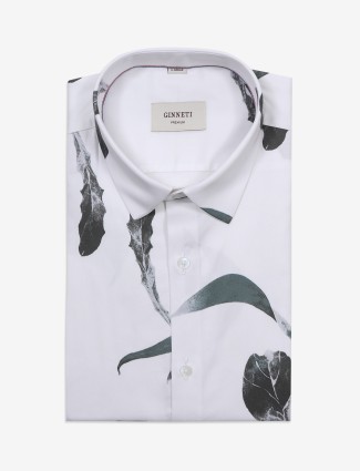 GINNETI white printed cotton shirt