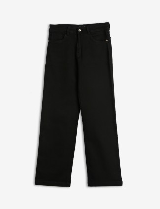 Global Republic black solid straight fit jeans