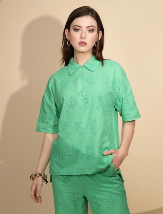 GLOBAL REPUBLIC green embroidery top