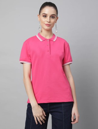 Global Republic pink cotton plain t shirt