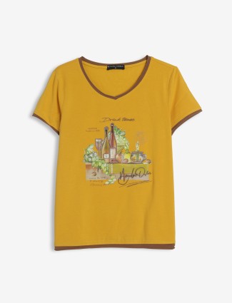GLOBAL REPUBLIC yellow printed t-shirt