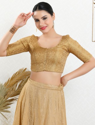 Gold jacquard zari weaving blouse