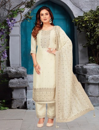 Gorgeous cream silk salwar suit