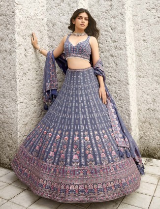 Gray color lehenga choli sales