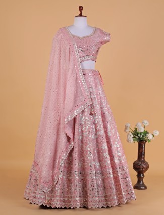 Gorgeous pink raw silk lehenga choli