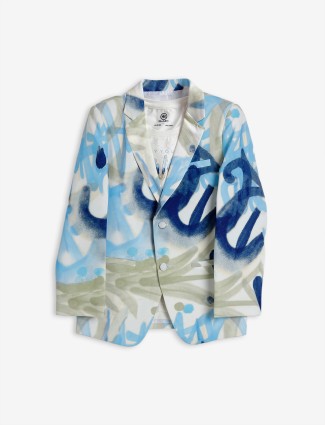 Green printed blazer in terry rayon