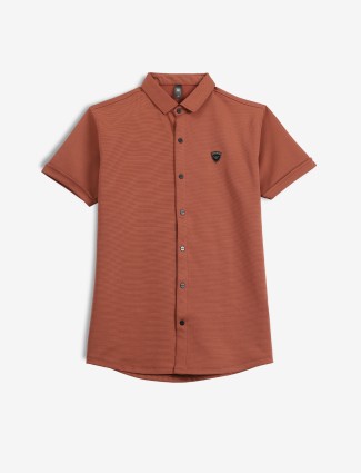 GS78 brown plain casual cotton shirt