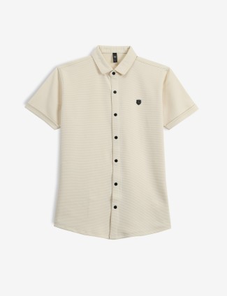 GS78 cream plain half sleeve shirt