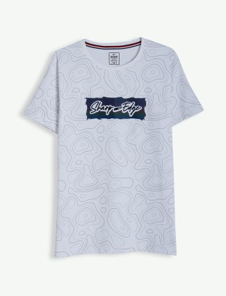 Hats Off printed cotton white t shirt