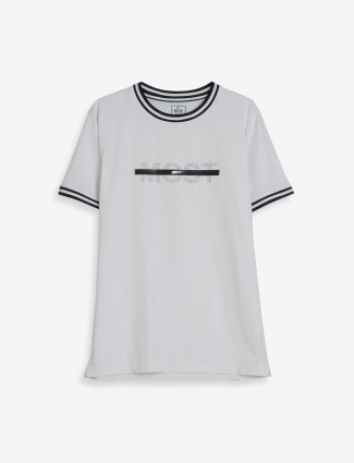 Hats Off white cotton half sleeves t shirt