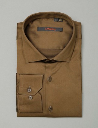 I Party party wear brown cotton shirt