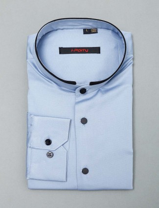 I Party solid blue cotton shirt
