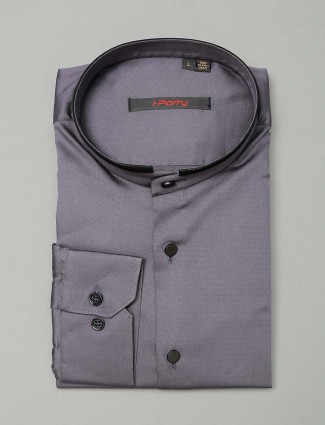 I Party solid grey party shirt for mens