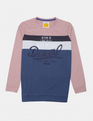 I-real pink printed casual wear tshirt for mens
