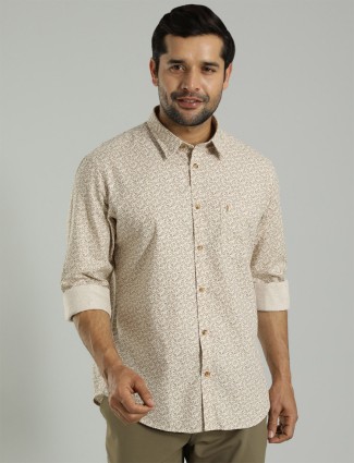 INDIAN TERRAIN beige printed cotton shirt