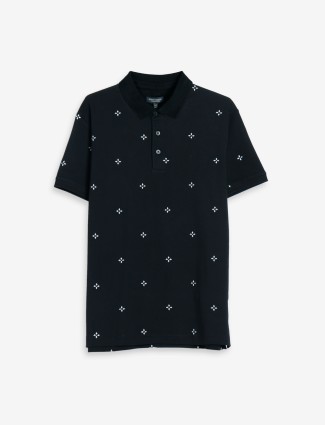 Indian Terrain black printed polo t shirt