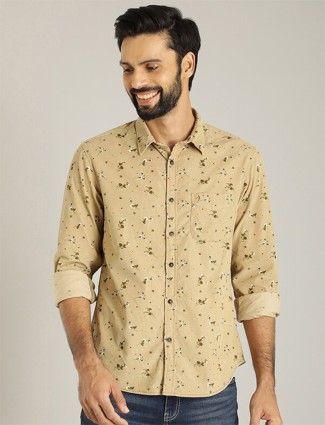 Indian Terrain cotton beige printed shirt