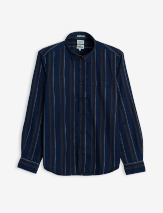 Indian Terrain dark blue stripe shirt