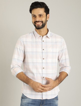 Indian Terrain peach shirt in checks