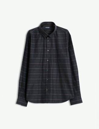 Indian Terrain stripe cotton black shirt