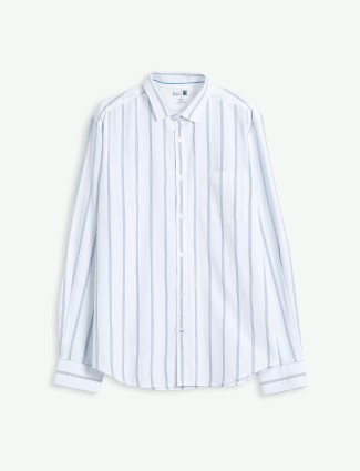 Indian Terrain stripe white cotton shirt